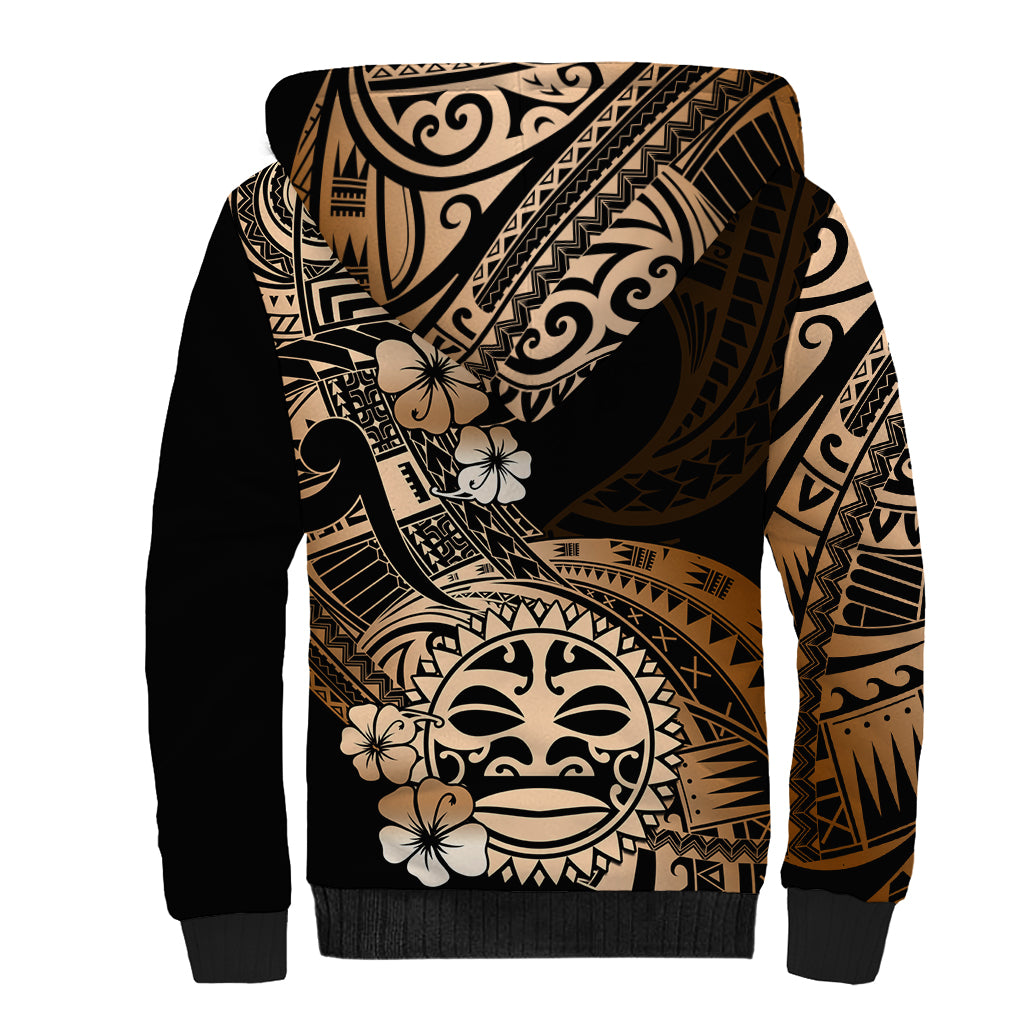 Aotearoa Kia Ora New Zealand Ta Moko Gold Version Sherpa Hoodie LT01 - Polynesian Pride