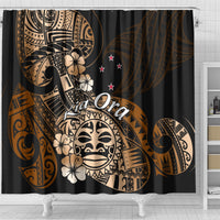 Aotearoa Kia Ora New Zealand Ta Moko Gold Version Shower Curtain LT01 - Polynesian Pride