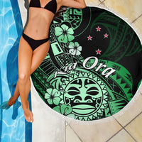 Aotearoa Kia Ora New Zealand Ta Moko Green Version Beach Blanket LT01 - Polynesian Pride