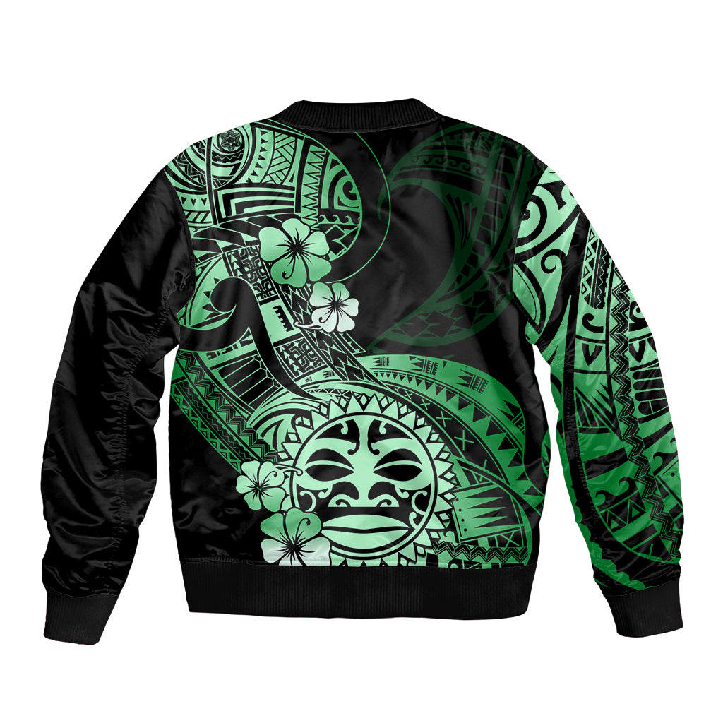 Aotearoa Kia Ora New Zealand Ta Moko Green Version Bomber Jacket LT01 - Polynesian Pride