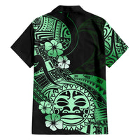 Aotearoa Kia Ora New Zealand Ta Moko Green Version Family Matching Off Shoulder Short Dress and Hawaiian Shirt LT01 - Polynesian Pride