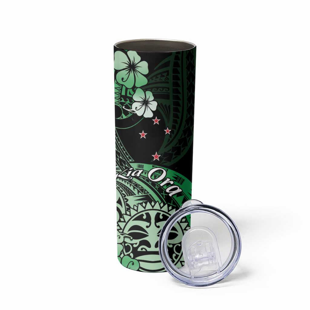 Aotearoa Kia Ora New Zealand Ta Moko Green Version Skinny Tumbler