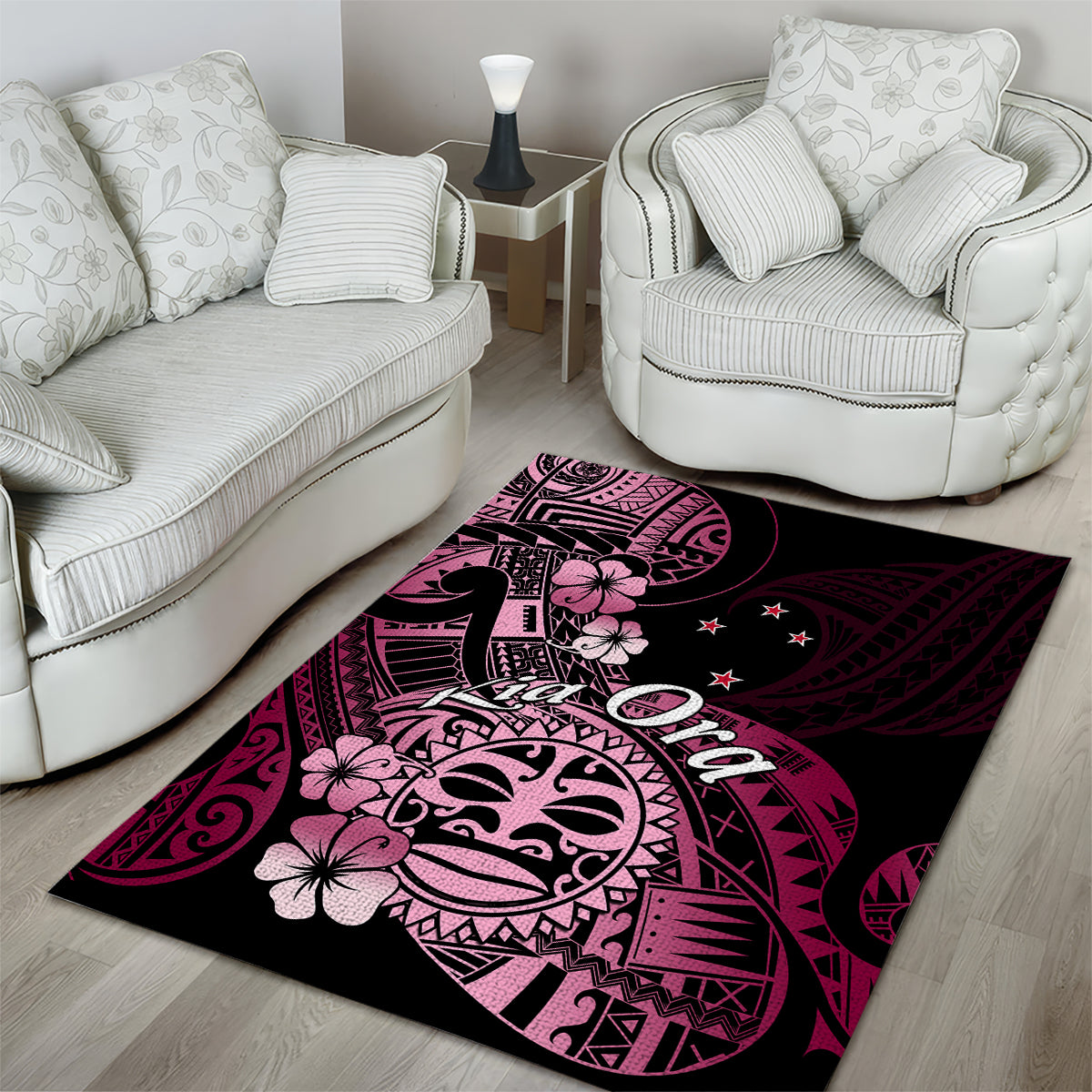Aotearoa Kia Ora New Zealand Ta Moko Pink Version Area Rug LT01 - Polynesian Pride