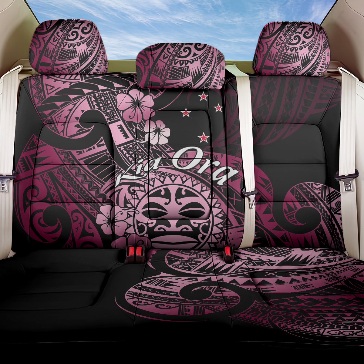 Aotearoa Kia Ora New Zealand Ta Moko Pink Version Back Car Seat Cover LT01