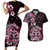 Aotearoa Kia Ora New Zealand Ta Moko Pink Version Couples Matching Short Sleeve Bodycon Dress and Hawaiian Shirt LT01 Pink - Polynesian Pride