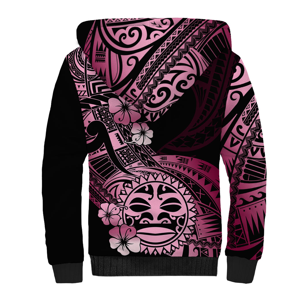 Aotearoa Kia Ora New Zealand Ta Moko Pink Version Sherpa Hoodie LT01 - Polynesian Pride
