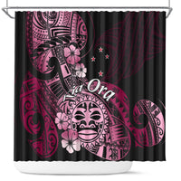 Aotearoa Kia Ora New Zealand Ta Moko Pink Version Shower Curtain LT01 Pink - Polynesian Pride
