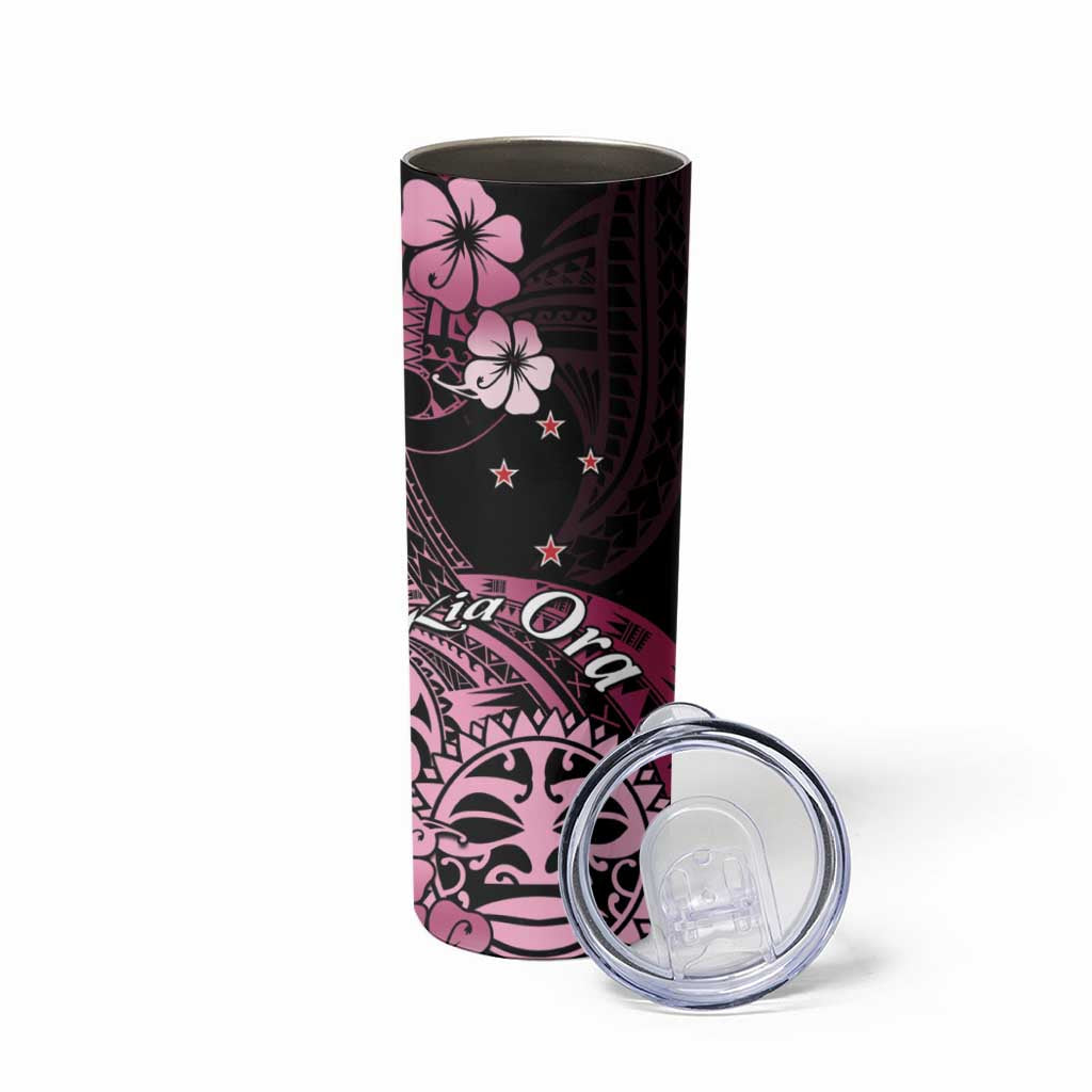 Aotearoa Kia Ora New Zealand Ta Moko Pink Version Skinny Tumbler LT01 - Polynesian Pride