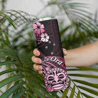 Aotearoa Kia Ora New Zealand Ta Moko Pink Version Skinny Tumbler LT01 - Polynesian Pride