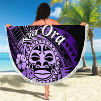 Aotearoa Kia Ora New Zealand Ta Moko Purple Version Beach Blanket LT01 - Polynesian Pride