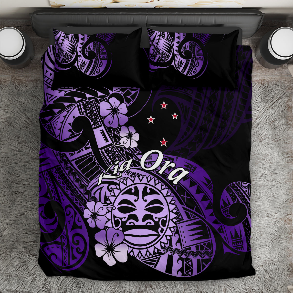 Aotearoa Kia Ora New Zealand Ta Moko Purple Version Bedding Set LT01 Purple - Polynesian Pride