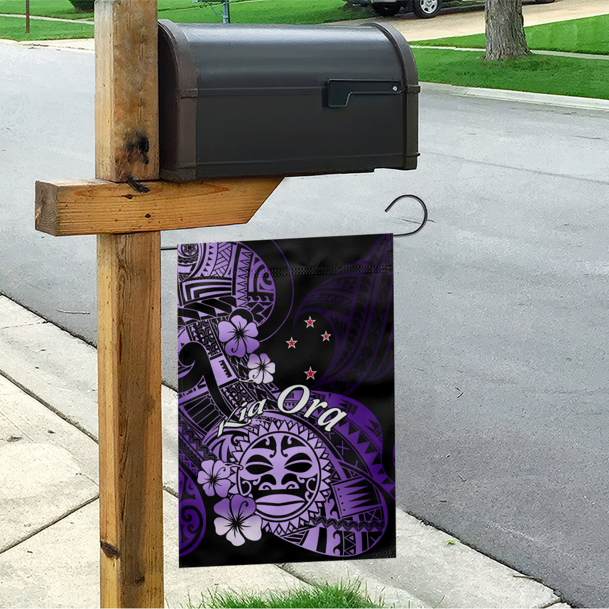 Aotearoa Kia Ora New Zealand Ta Moko Purple Version Garden Flag LT01 - Polynesian Pride