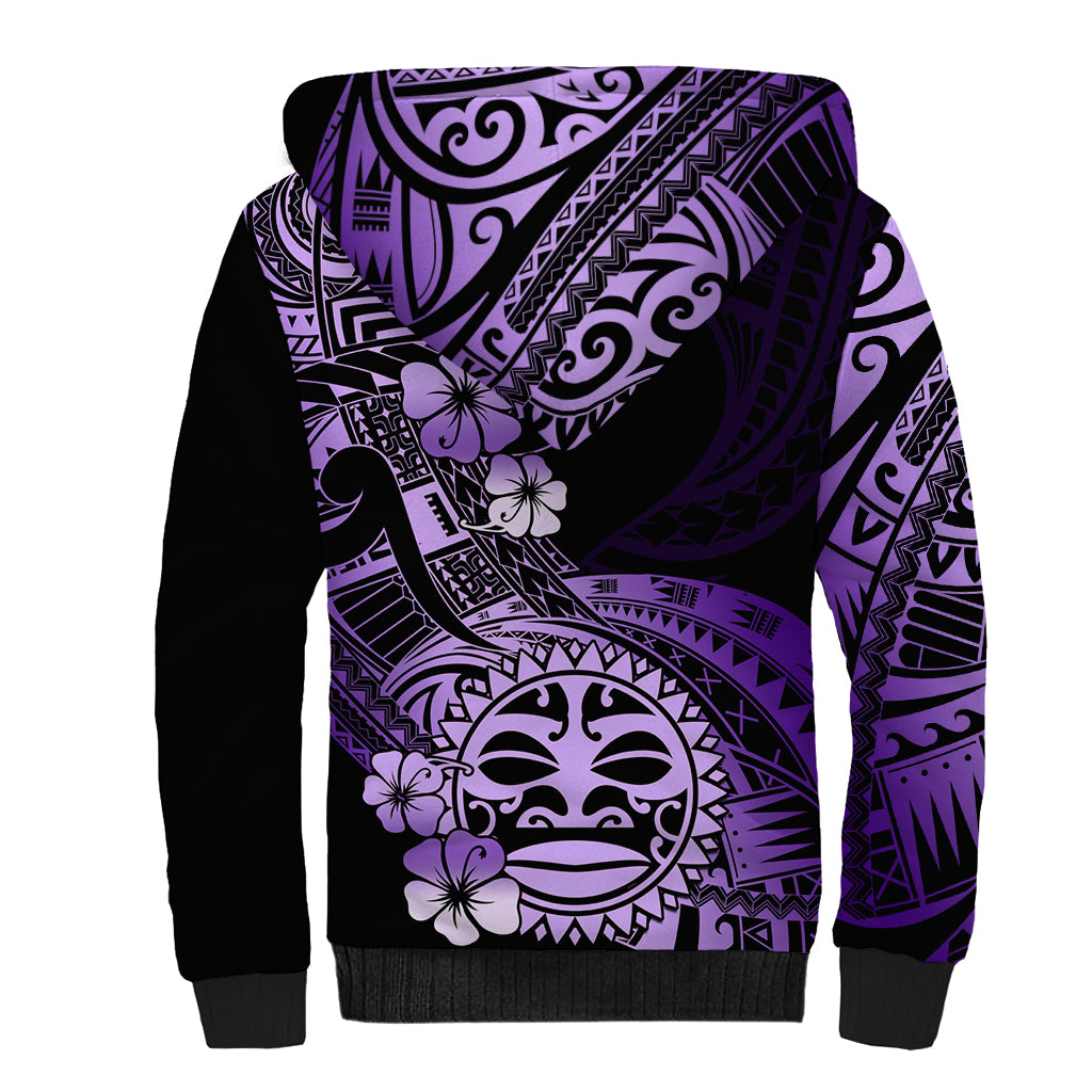 Aotearoa Kia Ora New Zealand Ta Moko Purple Version Sherpa Hoodie LT01 - Polynesian Pride