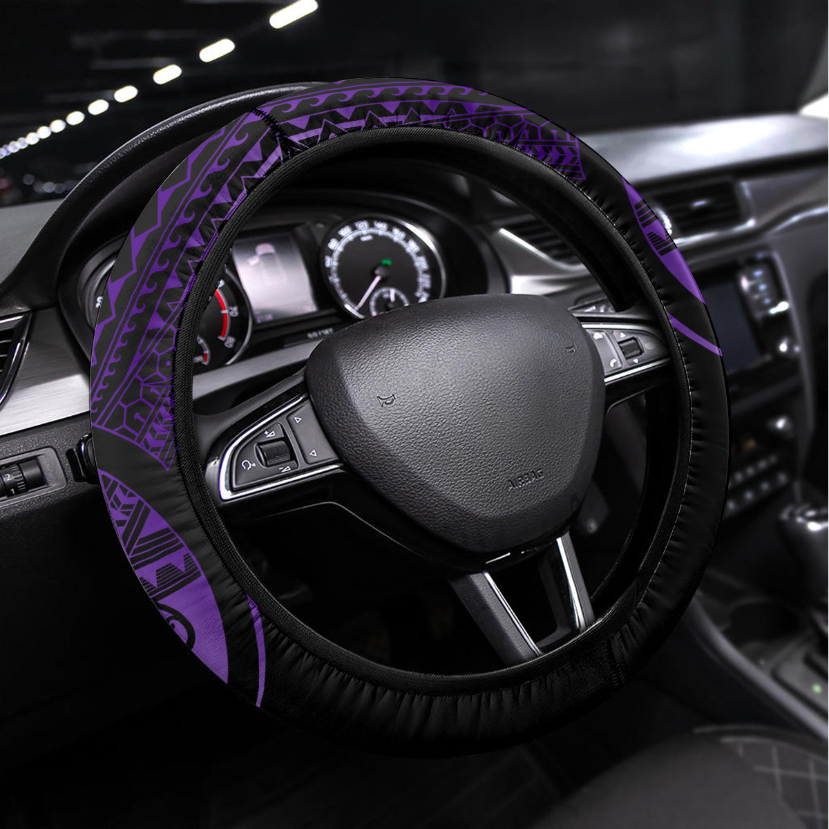 Aotearoa Kia Ora New Zealand Ta Moko Purple Version Steering Wheel Cover LT01 Universal Fit Purple - Polynesian Pride