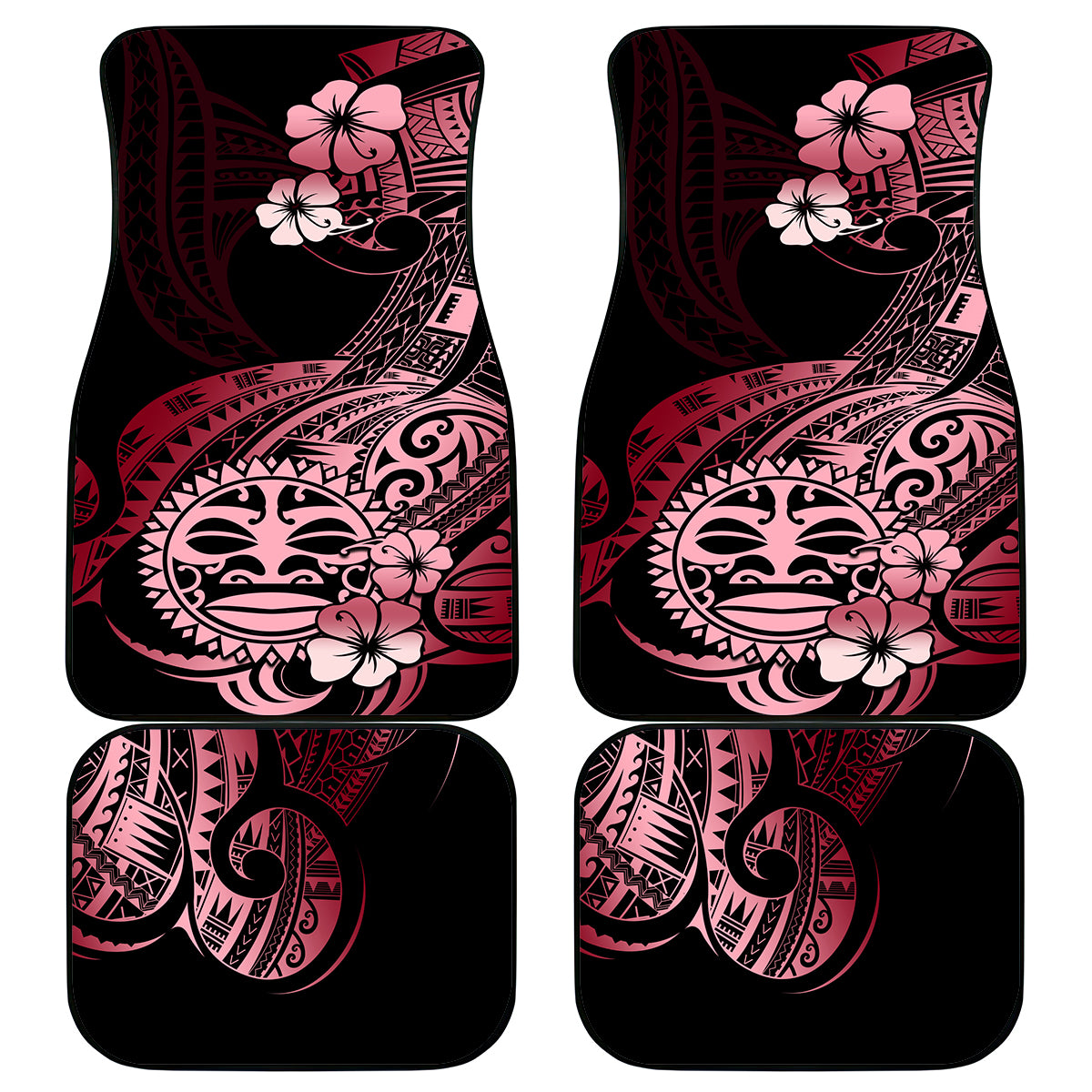 Aotearoa Kia Ora New Zealand Ta Moko Red Version Car Mats LT01 Red - Polynesian Pride