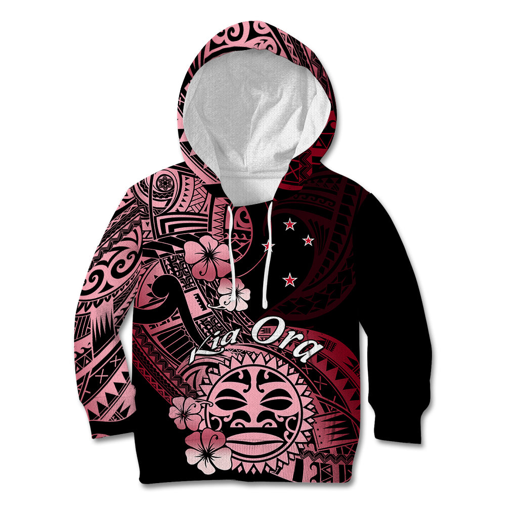 Aotearoa Kia Ora New Zealand Ta Moko Red Version Kid Hoodie LT01 Hoodie Red - Polynesian Pride