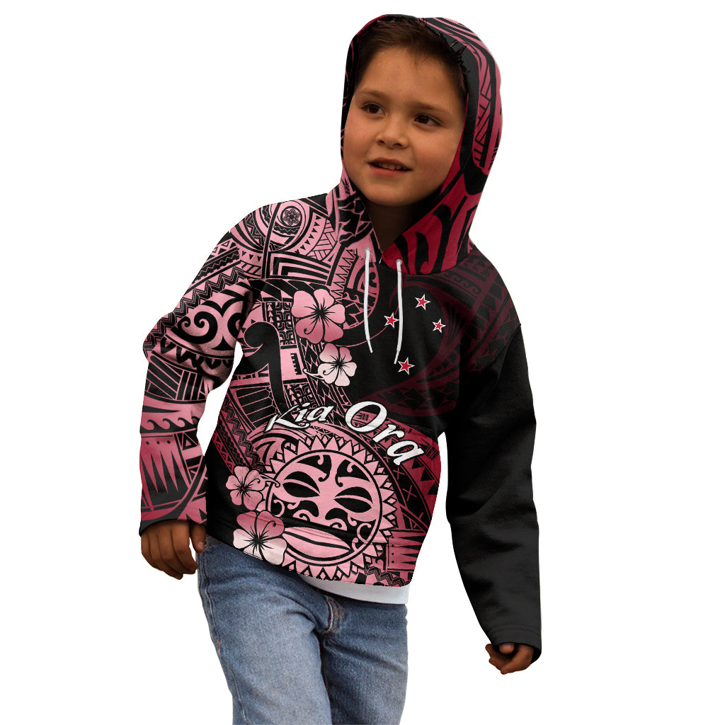 Aotearoa Kia Ora New Zealand Ta Moko Red Version Kid Hoodie LT01 - Polynesian Pride