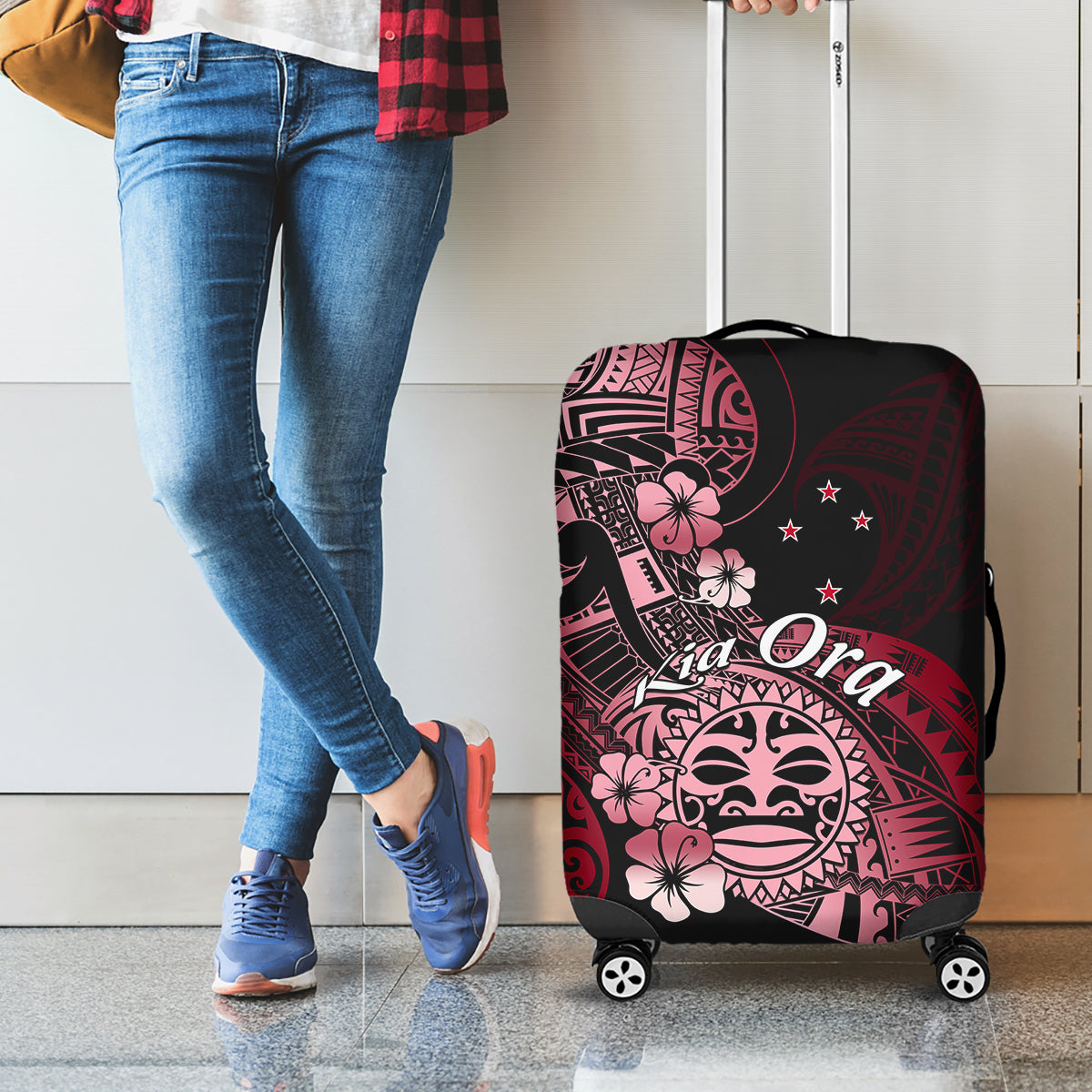 Aotearoa Kia Ora New Zealand Ta Moko Red Version Luggage Cover LT01 - Polynesian Pride
