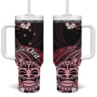 Aotearoa Kia Ora New Zealand Ta Moko Red Version Tumbler With Handle