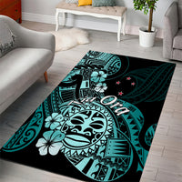 Aotearoa Kia Ora New Zealand Ta Moko Turquoise Version Area Rug LT01 - Polynesian Pride