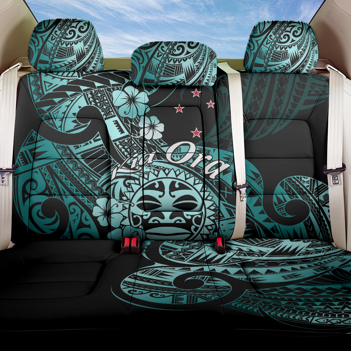 Aotearoa Kia Ora New Zealand Ta Moko Turquoise Version Back Car Seat Cover LT01