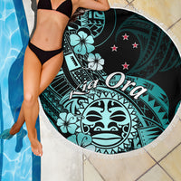 Aotearoa Kia Ora New Zealand Ta Moko Turquoise Version Beach Blanket LT01 - Polynesian Pride