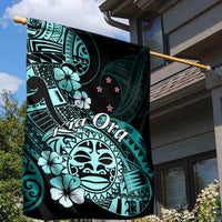 Aotearoa Kia Ora New Zealand Ta Moko Turquoise Version Garden Flag LT01 - Polynesian Pride