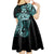 Aotearoa Kia Ora New Zealand Ta Moko Turquoise Version Kid Short Sleeve Dress LT01 - Polynesian Pride