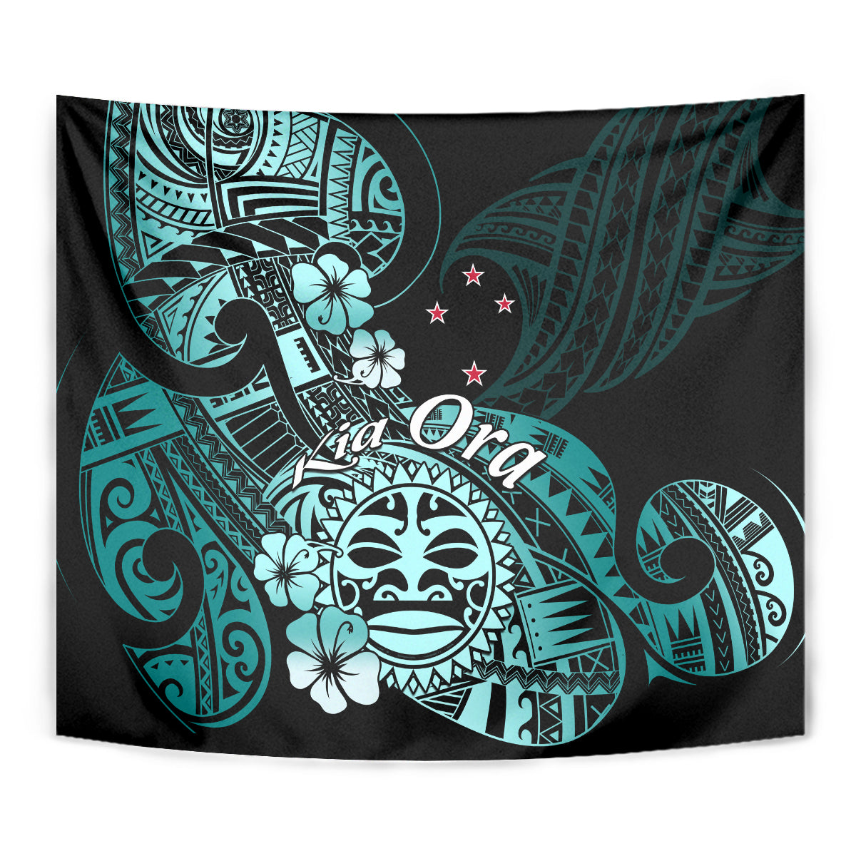 Aotearoa Kia Ora New Zealand Ta Moko Turquoise Version Tapestry LT01 - Polynesian Pride