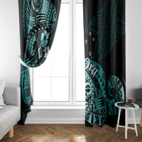 Aotearoa Kia Ora New Zealand Ta Moko Turquoise Version Window Curtain LT01 - Polynesian Pride