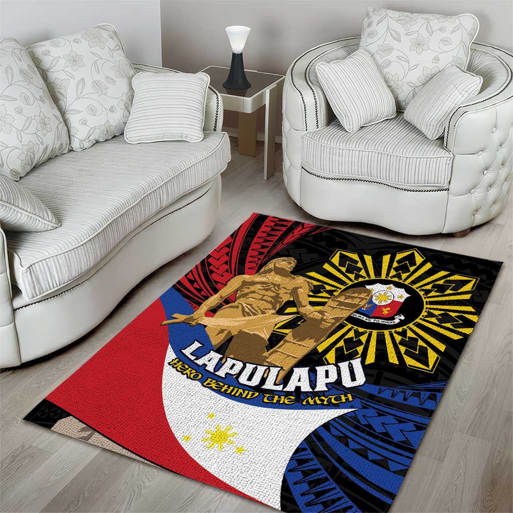 Lapulapu The First Filipino Hero Area Rug Polynesian Pattern