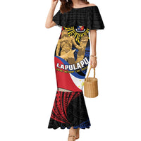 Personalized Lapulapu The First Filipino Hero Family Matching Mermaid Dress and Hawaiian Shirt Polynesian Pattern LT01 Mom's Dress Black - Polynesian Pride