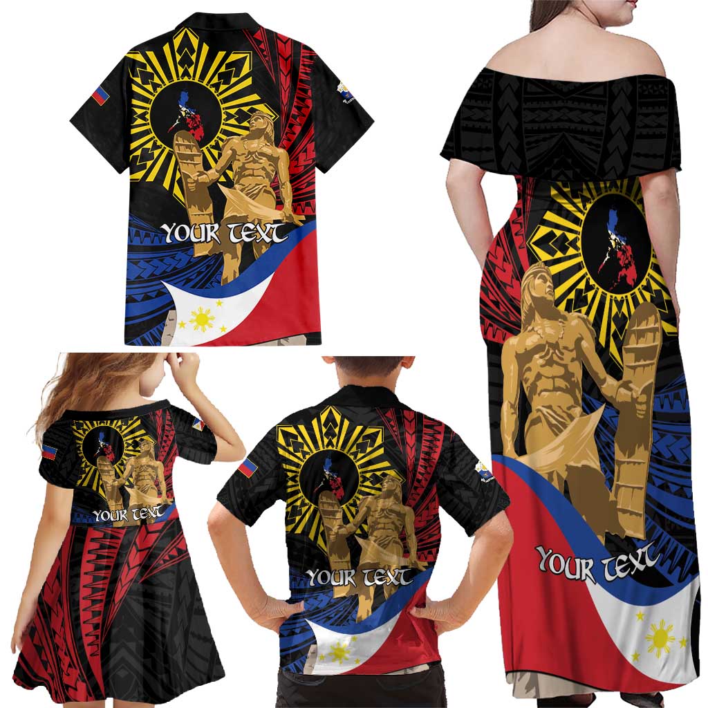 Personalized Lapulapu The First Filipino Hero Family Matching Off Shoulder Maxi Dress and Hawaiian Shirt Polynesian Pattern LT01 - Polynesian Pride