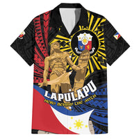 Personalized Lapulapu The First Filipino Hero Family Matching Off Shoulder Maxi Dress and Hawaiian Shirt Polynesian Pattern LT01 Dad's Shirt - Short Sleeve Black - Polynesian Pride