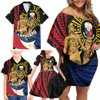 Personalized Lapulapu The First Filipino Hero Family Matching Off Shoulder Short Dress and Hawaiian Shirt Polynesian Pattern LT01 - Polynesian Pride
