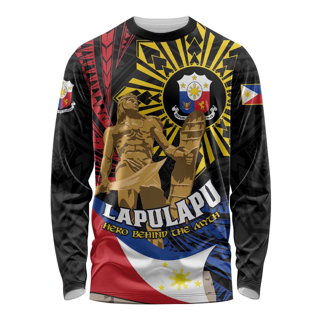 Personalized Lapulapu The First Filipino Hero Long Sleeve Shirt Polynesian Pattern