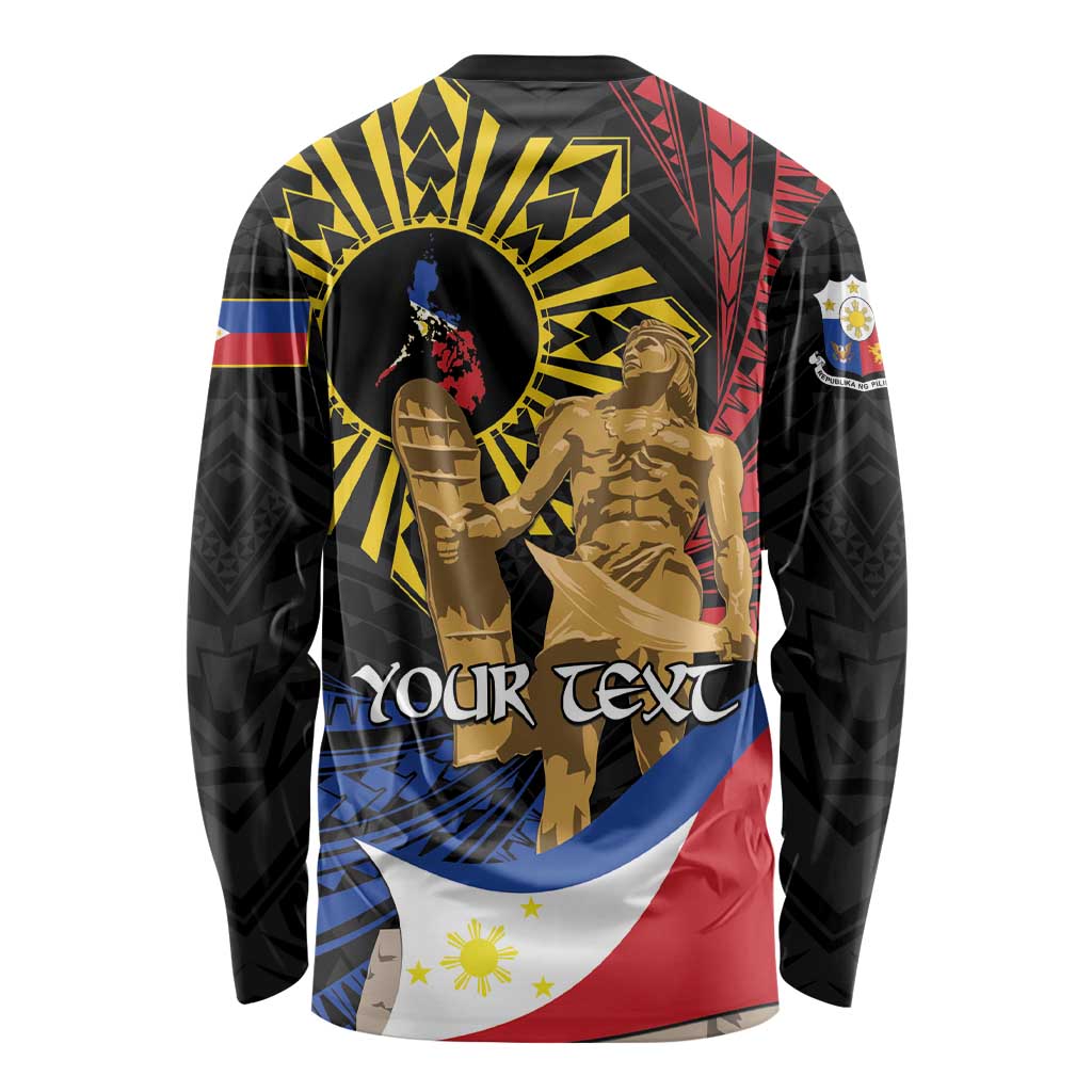 Personalized Lapulapu The First Filipino Hero Long Sleeve Shirt Polynesian Pattern