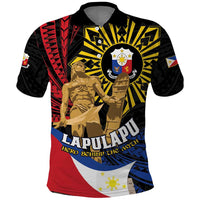 Personalized Lapulapu The First Filipino Hero Polo Shirt Polynesian Pattern LT01 Black - Polynesian Pride