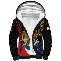 Personalized Lapulapu The First Filipino Hero Sherpa Hoodie Polynesian Pattern