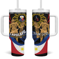 Personalized Lapulapu The First Filipino Hero Tumbler With Handle Polynesian Pattern LT01 One Size: 40 oz Black - Polynesian Pride