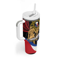 Personalized Lapulapu The First Filipino Hero Tumbler With Handle Polynesian Pattern LT01 - Polynesian Pride