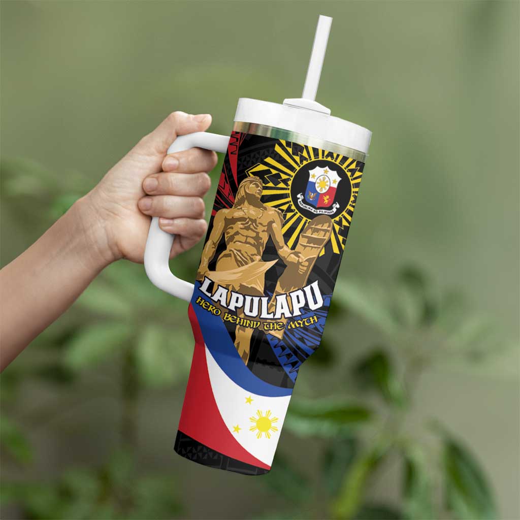 Personalized Lapulapu The First Filipino Hero Tumbler With Handle Polynesian Pattern LT01 - Polynesian Pride