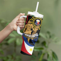 Personalized Lapulapu The First Filipino Hero Tumbler With Handle Polynesian Pattern LT01 - Polynesian Pride