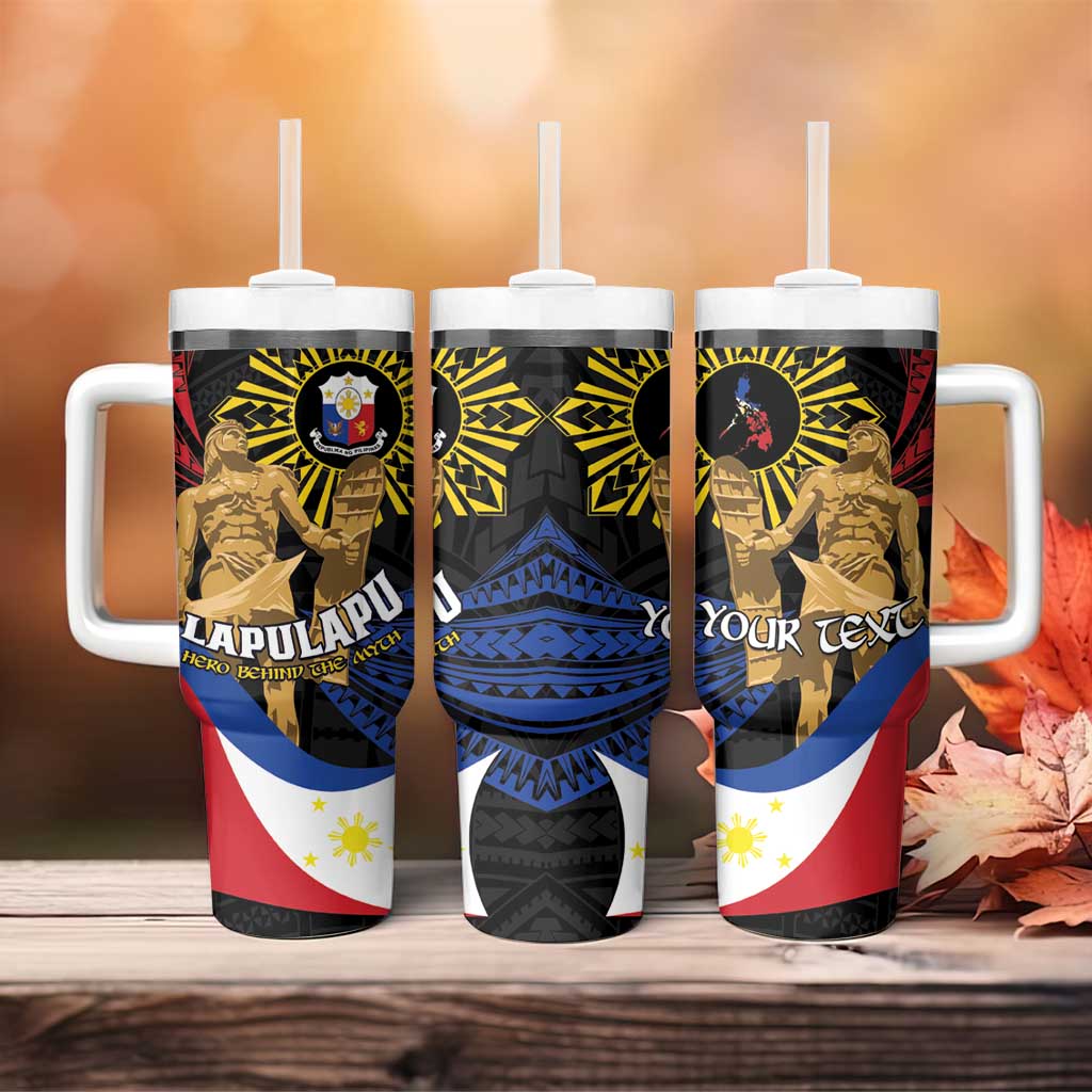 Personalized Lapulapu The First Filipino Hero Tumbler With Handle Polynesian Pattern LT01 - Polynesian Pride