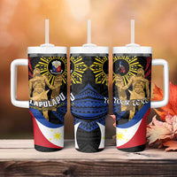 Personalized Lapulapu The First Filipino Hero Tumbler With Handle Polynesian Pattern LT01 - Polynesian Pride