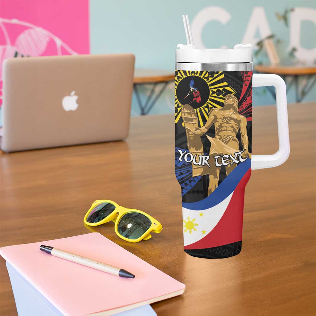 Personalized Lapulapu The First Filipino Hero Tumbler With Handle Polynesian Pattern LT01 - Polynesian Pride