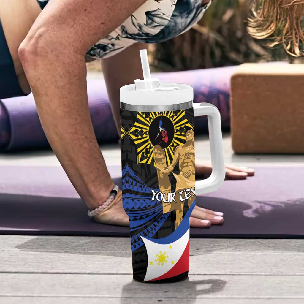 Personalized Lapulapu The First Filipino Hero Tumbler With Handle Polynesian Pattern LT01 - Polynesian Pride