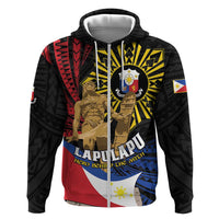 Personalized Lapulapu The First Filipino Hero Zip Hoodie Polynesian Pattern