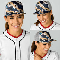 Puakenikeni Maile Lei Baseball Net Cap Frangipani Blue Tropical Leaves LT01 - Polynesian Pride