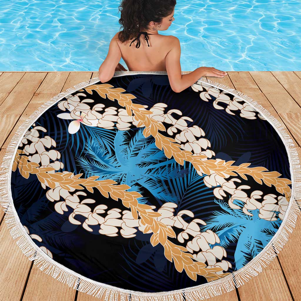 Puakenikeni Maile Lei Beach Blanket Frangipani Blue Tropical Leaves LT01 - Polynesian Pride